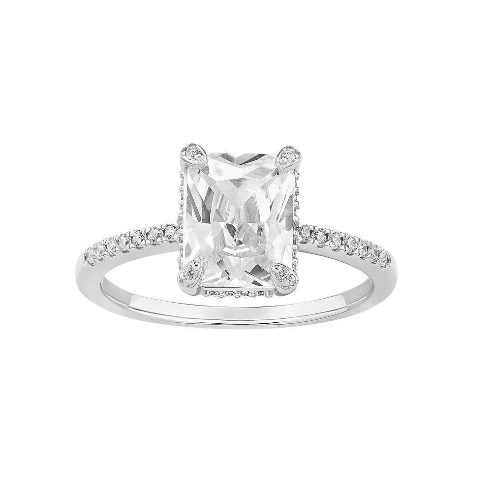 PRIMROSE Sterling Silver Cubic Zirconia Baguette Ring, Women's, Size: 7, Sterling Clear Product Image