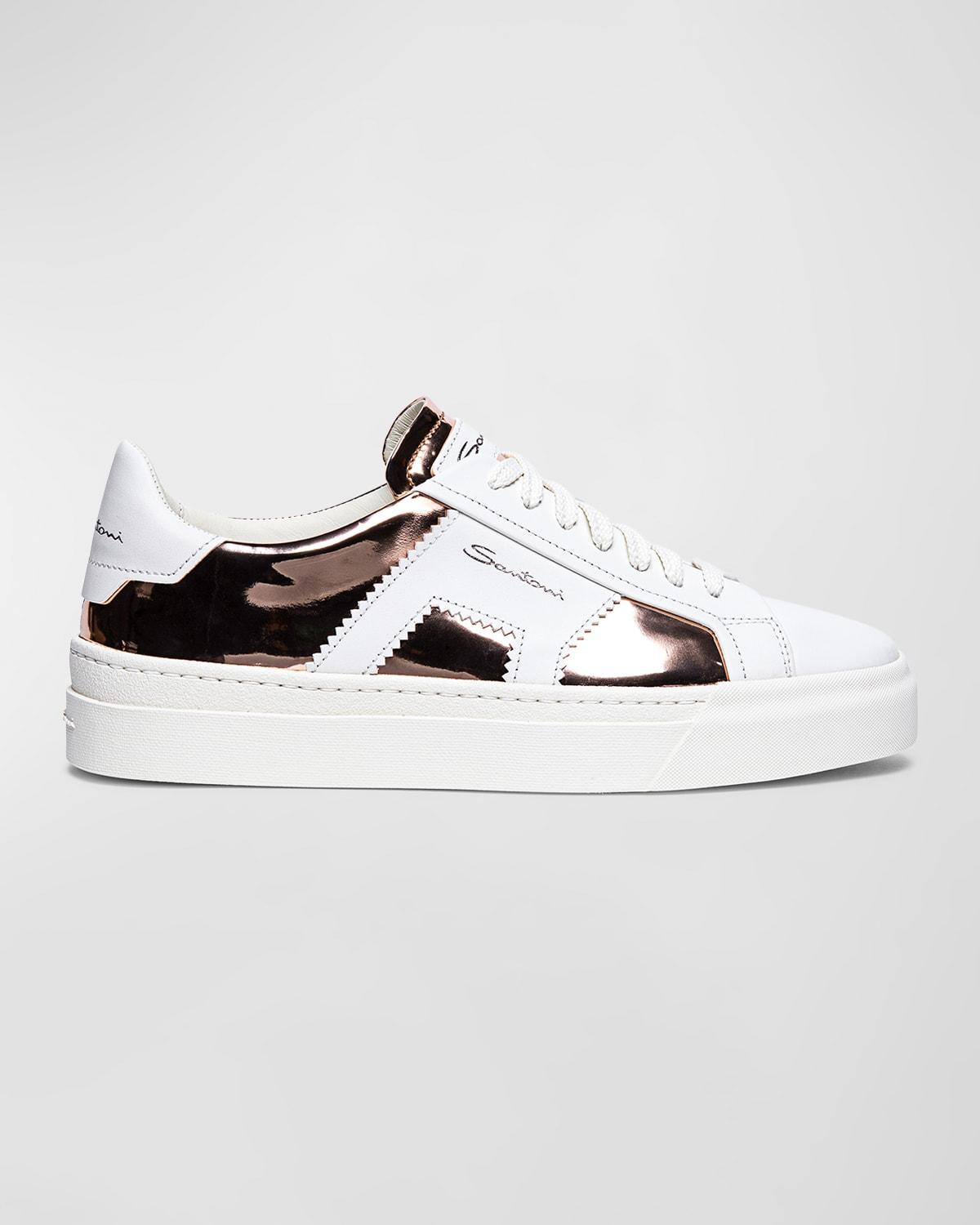 Womens Metallic Leather Low-Top Sneakers Product Image