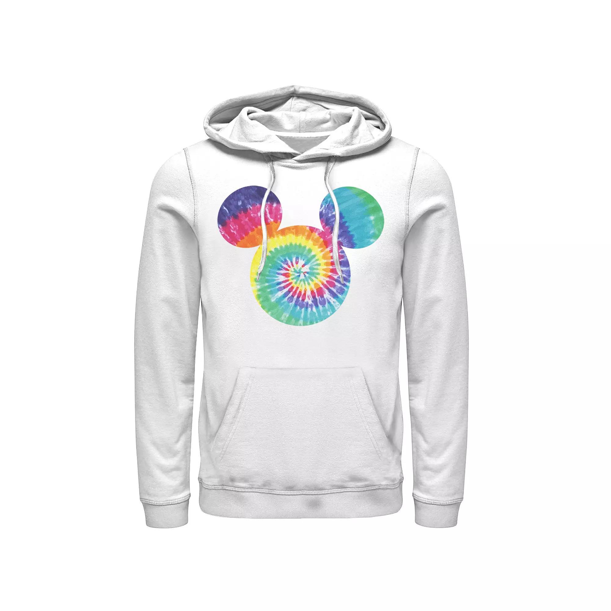 Disney's Mickey & Friends Mickey Mouse Men's Tie Dye Fill Hoodie, Size: Large, White Product Image
