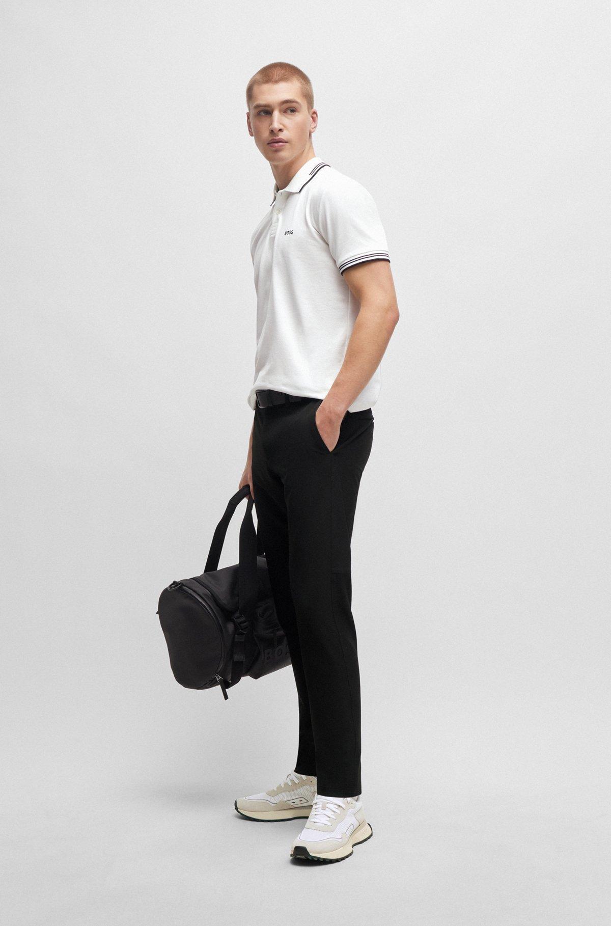Stretch-cotton slim-fit polo shirt with branding Product Image
