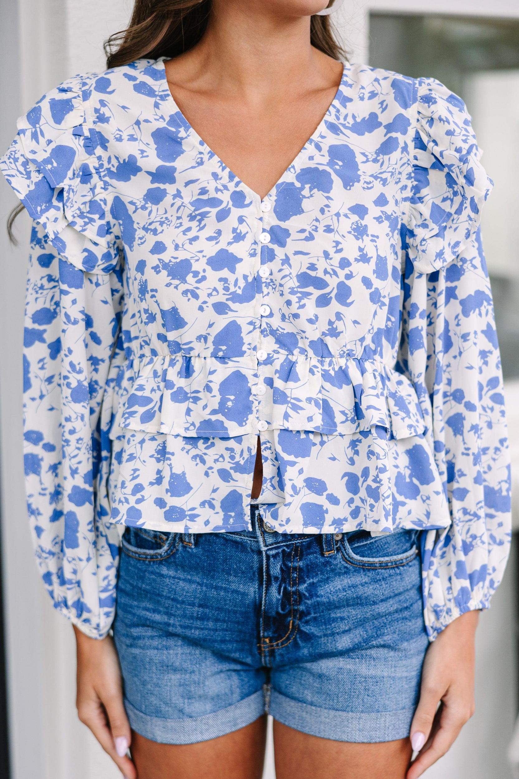 Stay There Blue Floral Blouse Female Product Image