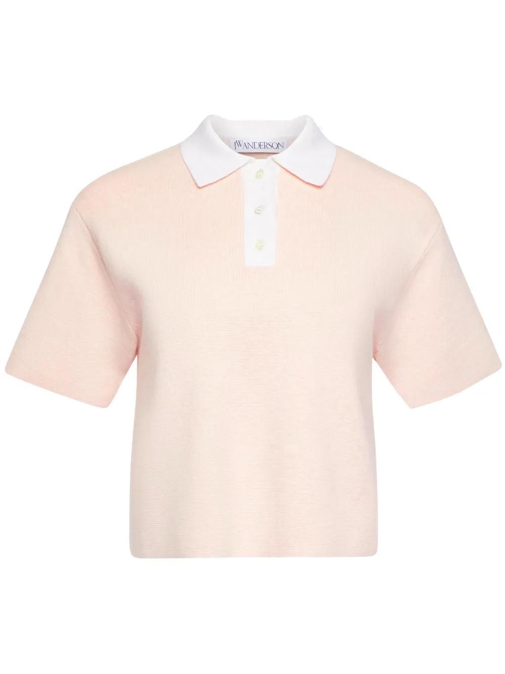 JW ANDERSON Cropped Polo Shirt In Pink Product Image