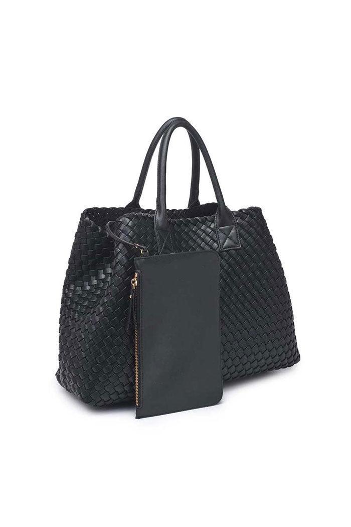 Woven Vegan Leather Tote Product Image