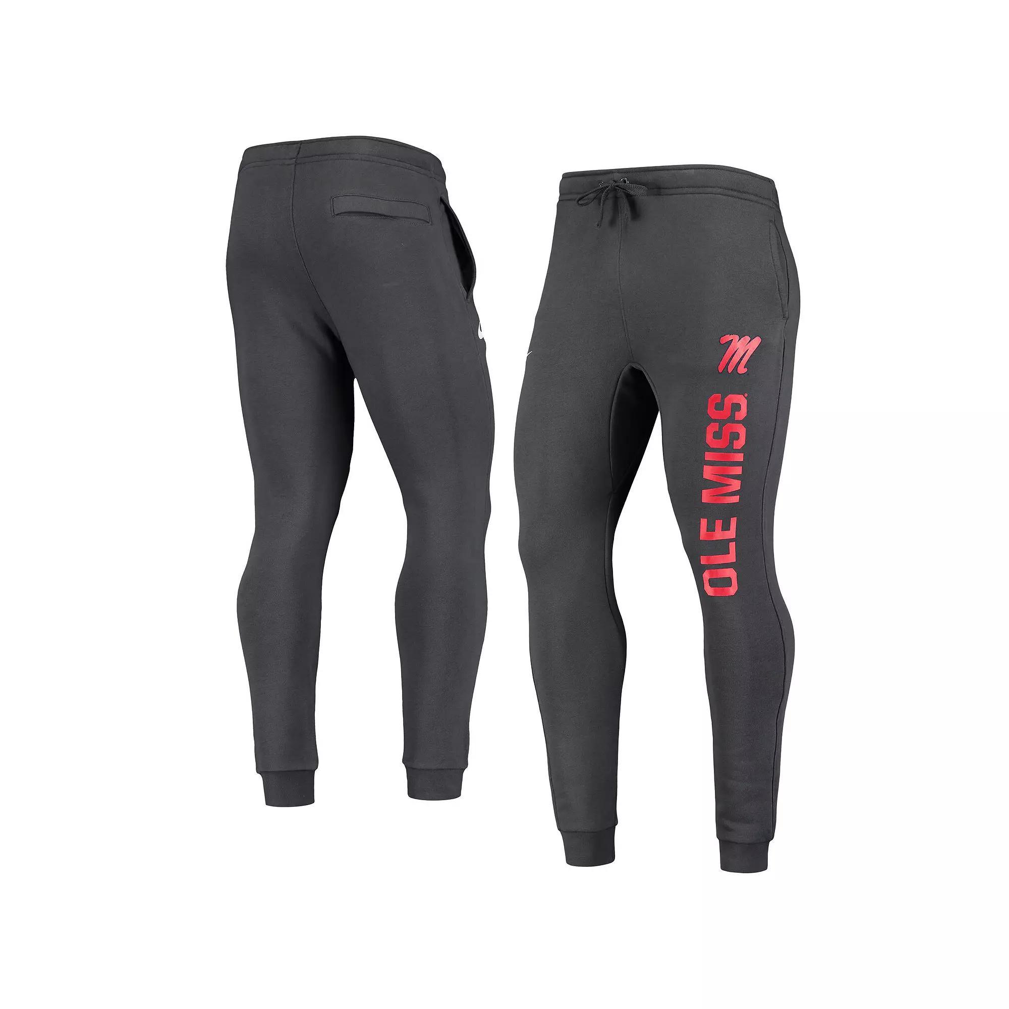 Men's Nike Anthracite Ole Miss Rebels Primary Logo Club Fleece Joggers, Size: XL, Grey Product Image