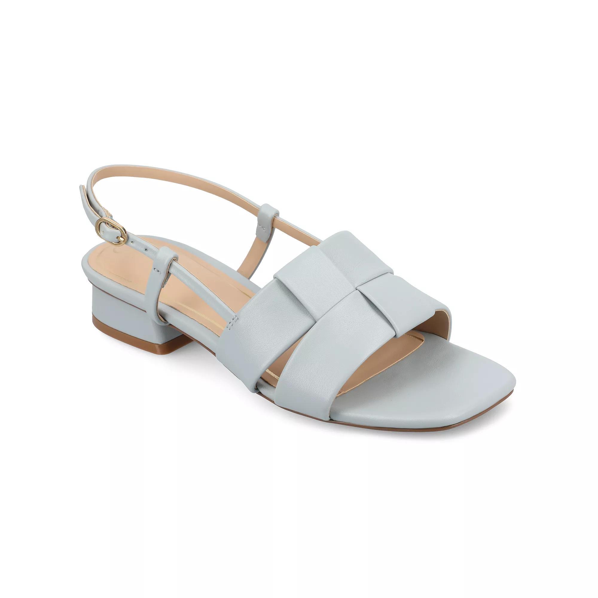 Journee Tabatha Women's Tru Comfort Foam Low Covered Block Heel Sandals, Size: 12 Wide, Blue Product Image