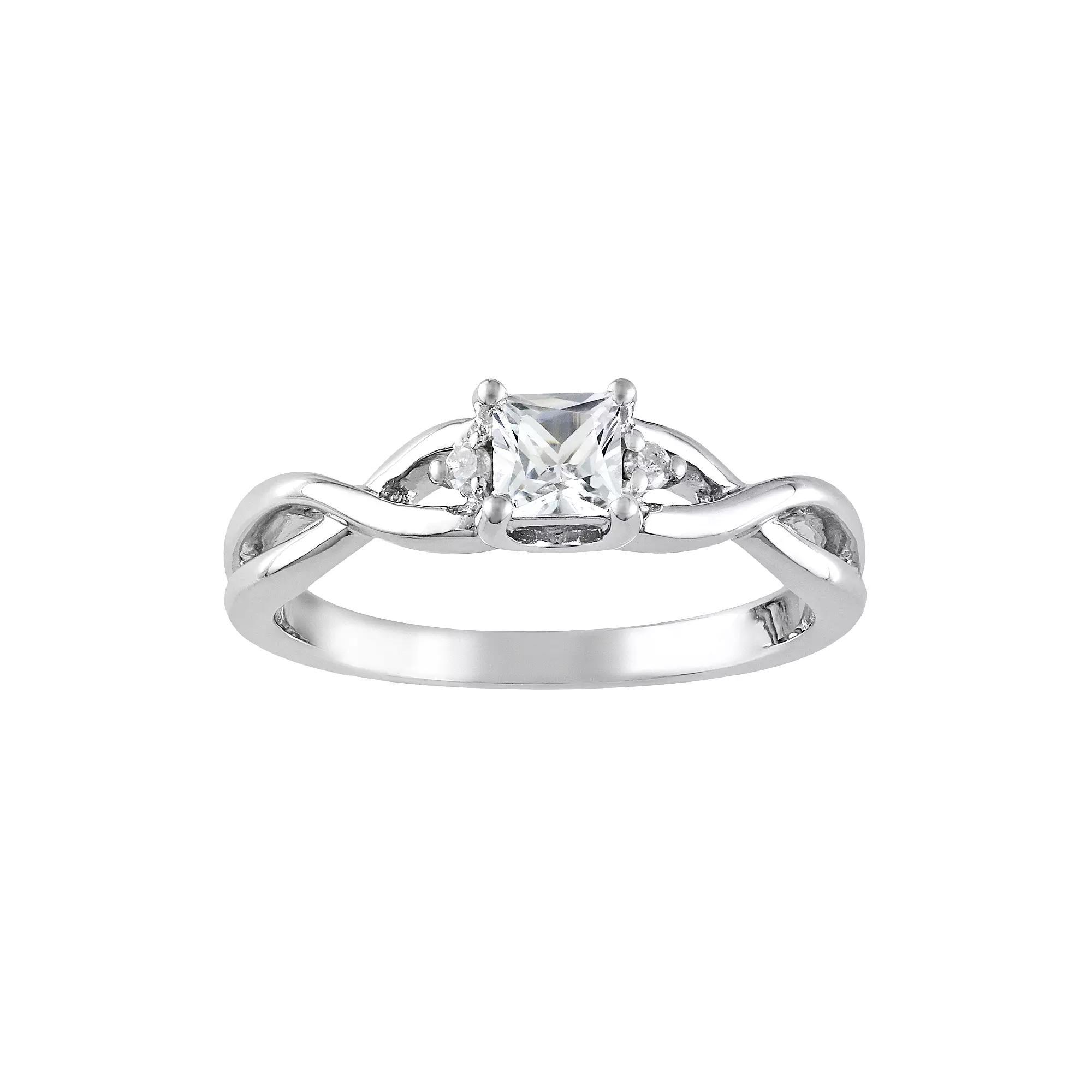 Stella Grace Sterling Silver Lab-Created White Sapphire and Diamond Accent Infinity Ring, Womens Product Image