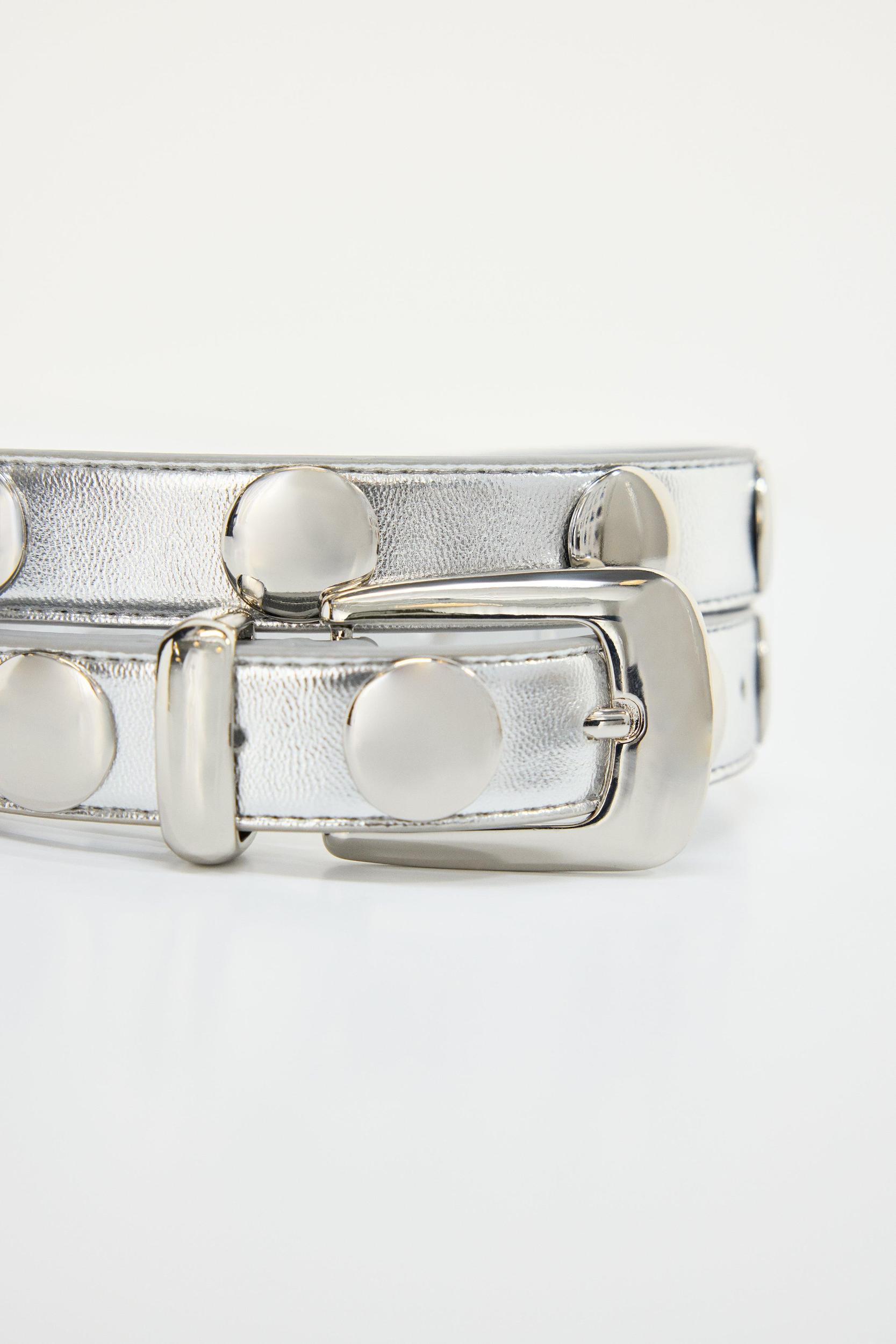 CLASSIC STUDDED SILVER BELT | CHROME004 Product Image