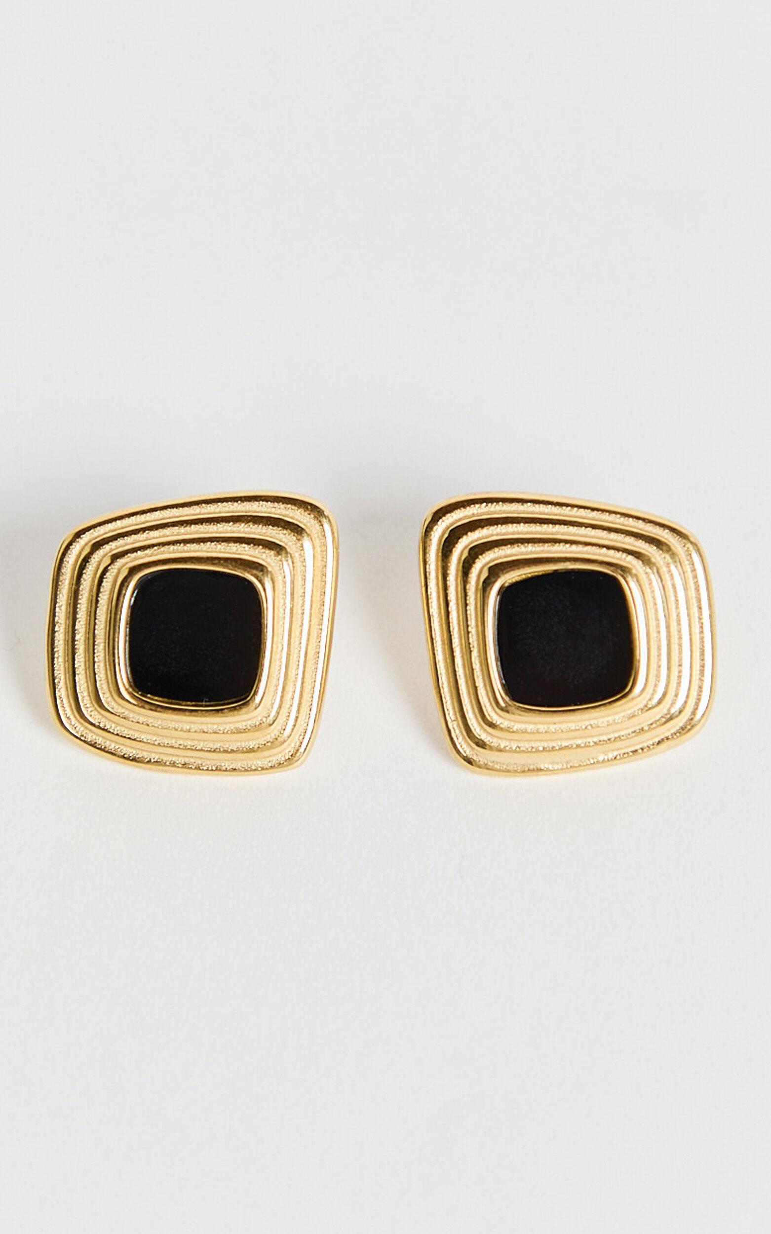 Gena Earrings - Square Stud Earrings in Gold Product Image