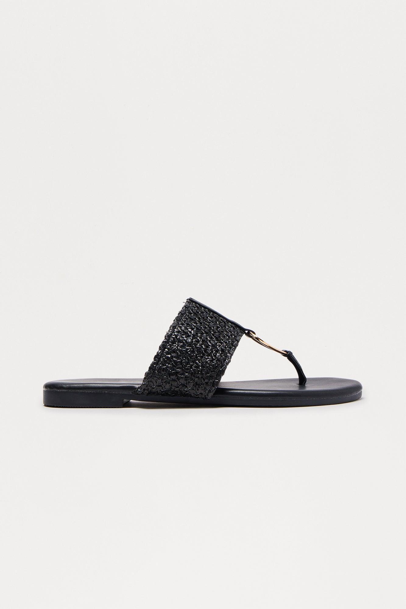 Arizona Raffia Sandals - Black Product Image