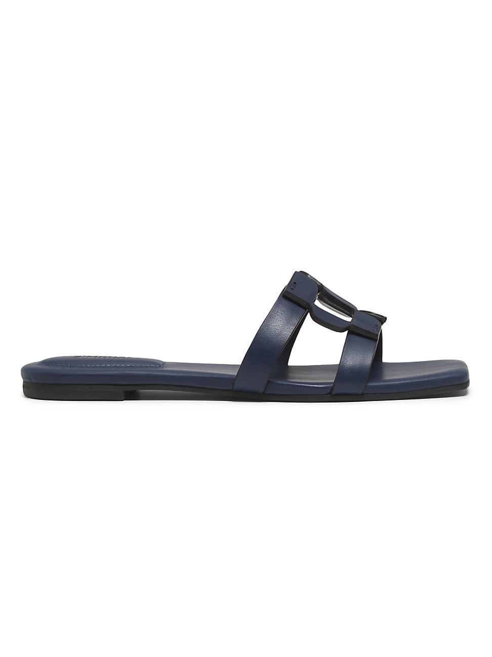 Womens Monogram Leather Slide Sandals Product Image