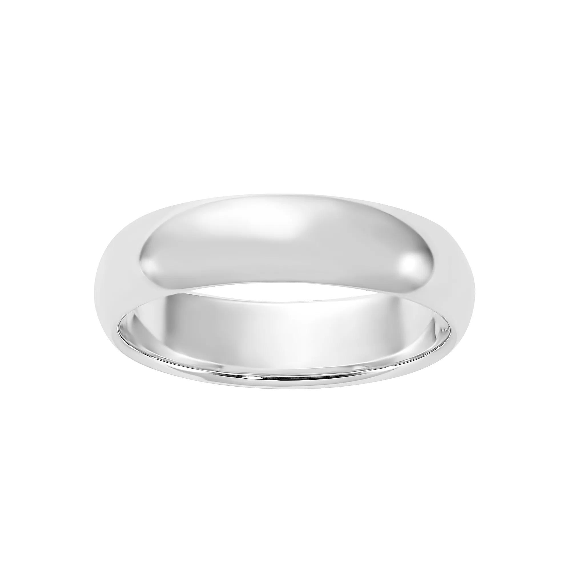 Platinum Half-Round Wedding Band, Women's, Size: 5, Silver Tone Product Image
