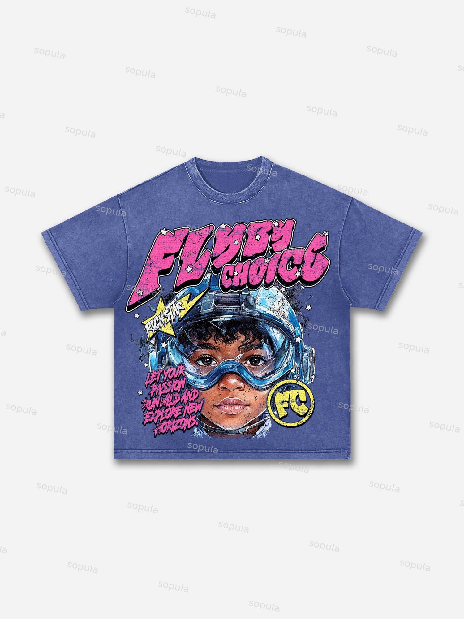 Fly By Choice Graphic Acid Wash T-shirt Product Image