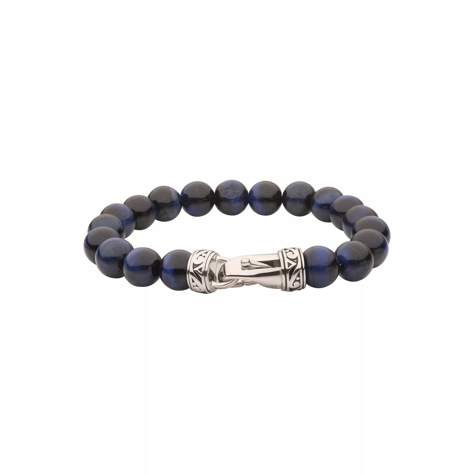 Men's Gemstone Bead Bracelet, Size: 8.5", Blue Tiger Eye Product Image