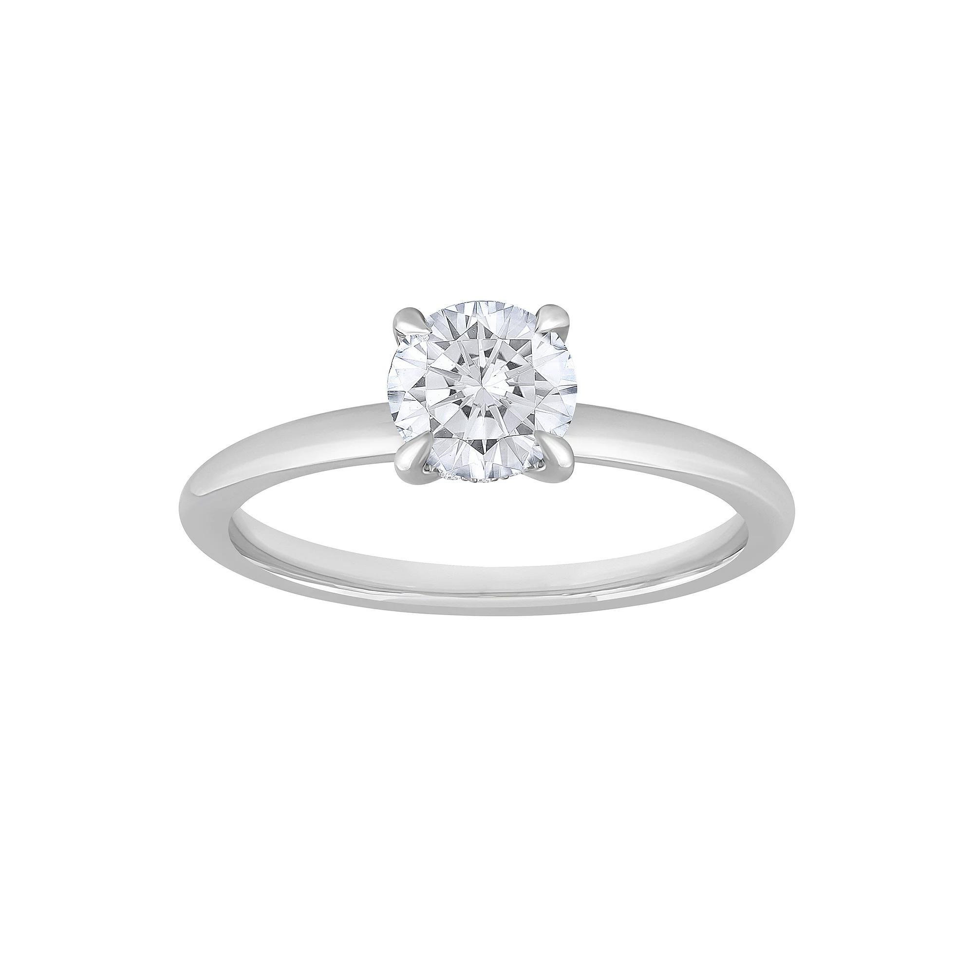 Diamond Medley 14k White Gold 1 Carat T.W. Lab-Grown Diamond Solitaire Plus Ring, Women's, Size: 7, 14k Whgold Product Image