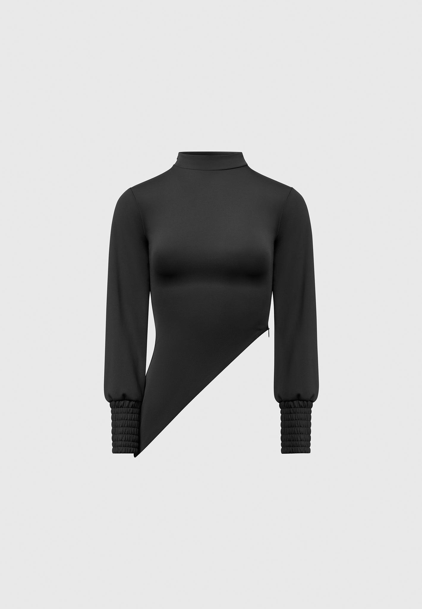 Mock Neck Asymmetric Top - Black Female Product Image