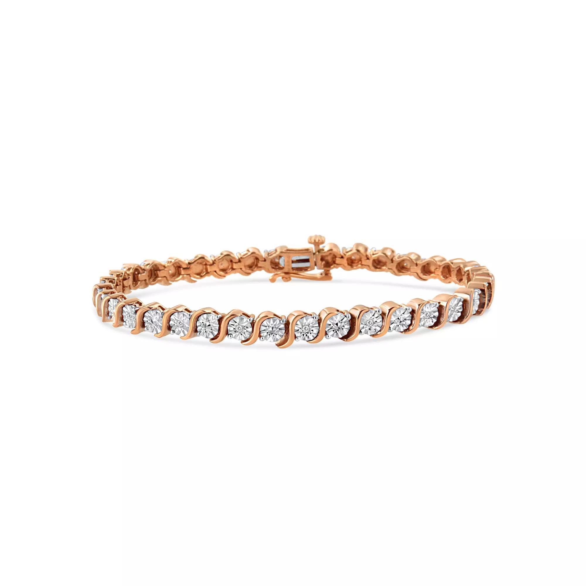 Haus of Brilliance 1/10 Carat T.W. Diamond S Link Tennis Bracelet, Womens Pink Tone Product Image