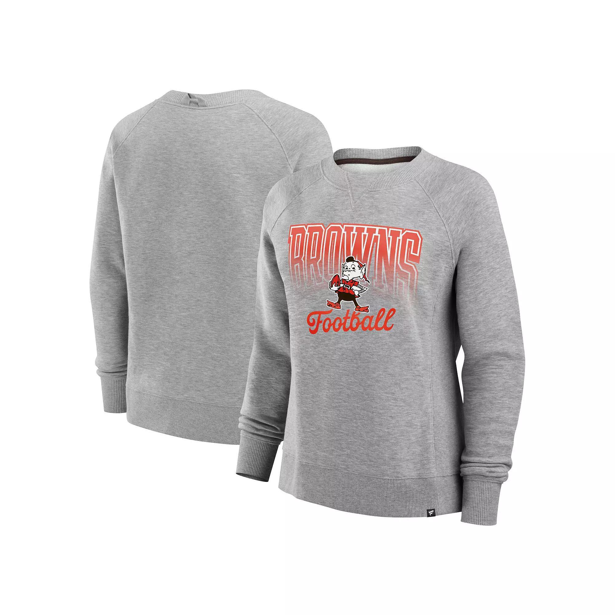 Women's Fanatics Heather Gray Cleveland Browns Hit Hard Fleece Pullover Sweatshirt, Size: Large, Grey Product Image