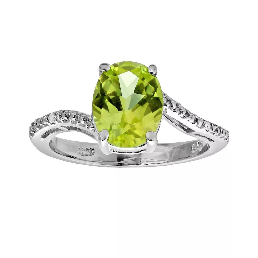 Gemminded Sterling Silver Citrine and Diamond Accent Oval Ring, Women's, Size: 8, Orange Product Image