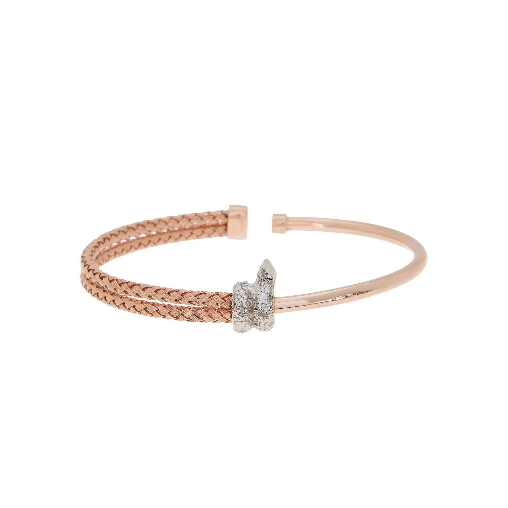 Meshmerise 18k Over Silver 1/6 Carat T.W. Diamond Bracelet, Women's, Size: 7", Pink Tone Product Image