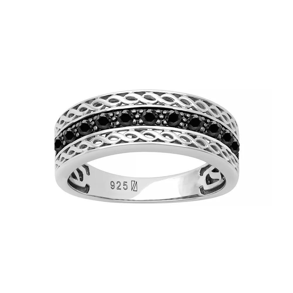Men's AXL Sterling Silver Black Sapphire Ring, Size: 11 Product Image