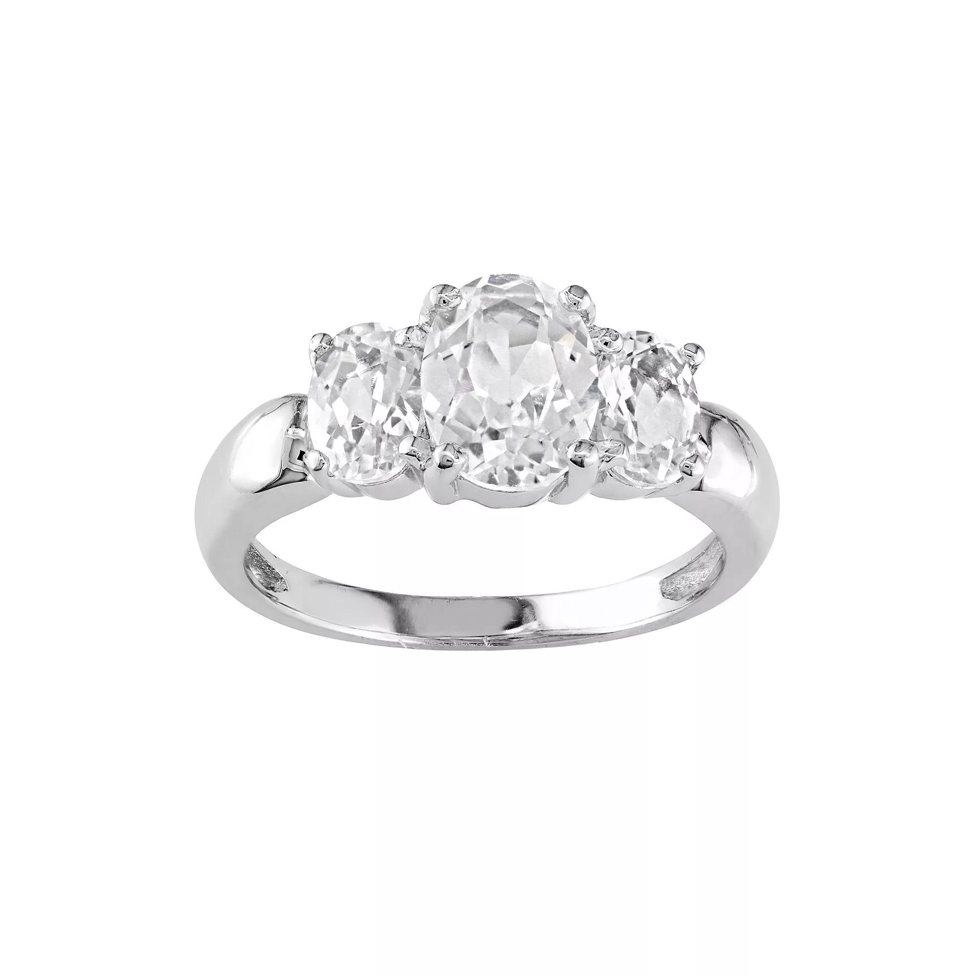 Stella Grace Sterling Silver Lab-Created White Sapphire 3-Stone Ring, Womens Product Image