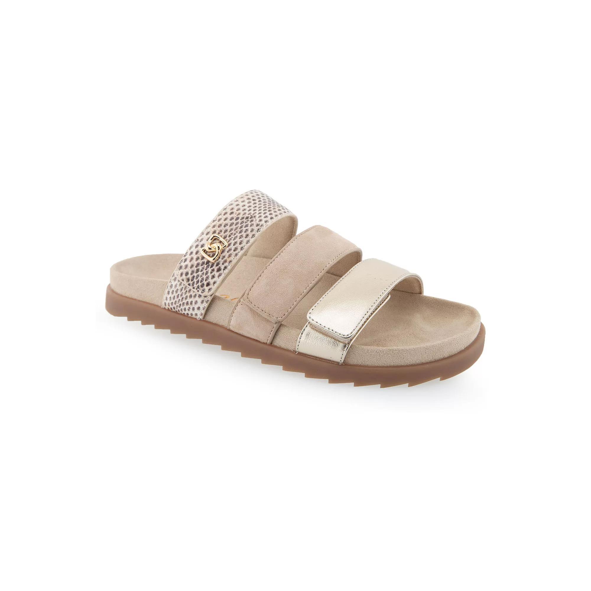 Aerosoles Lee Women's Leather Slide Sandals, Size: 7, Gold Grey Leather Product Image