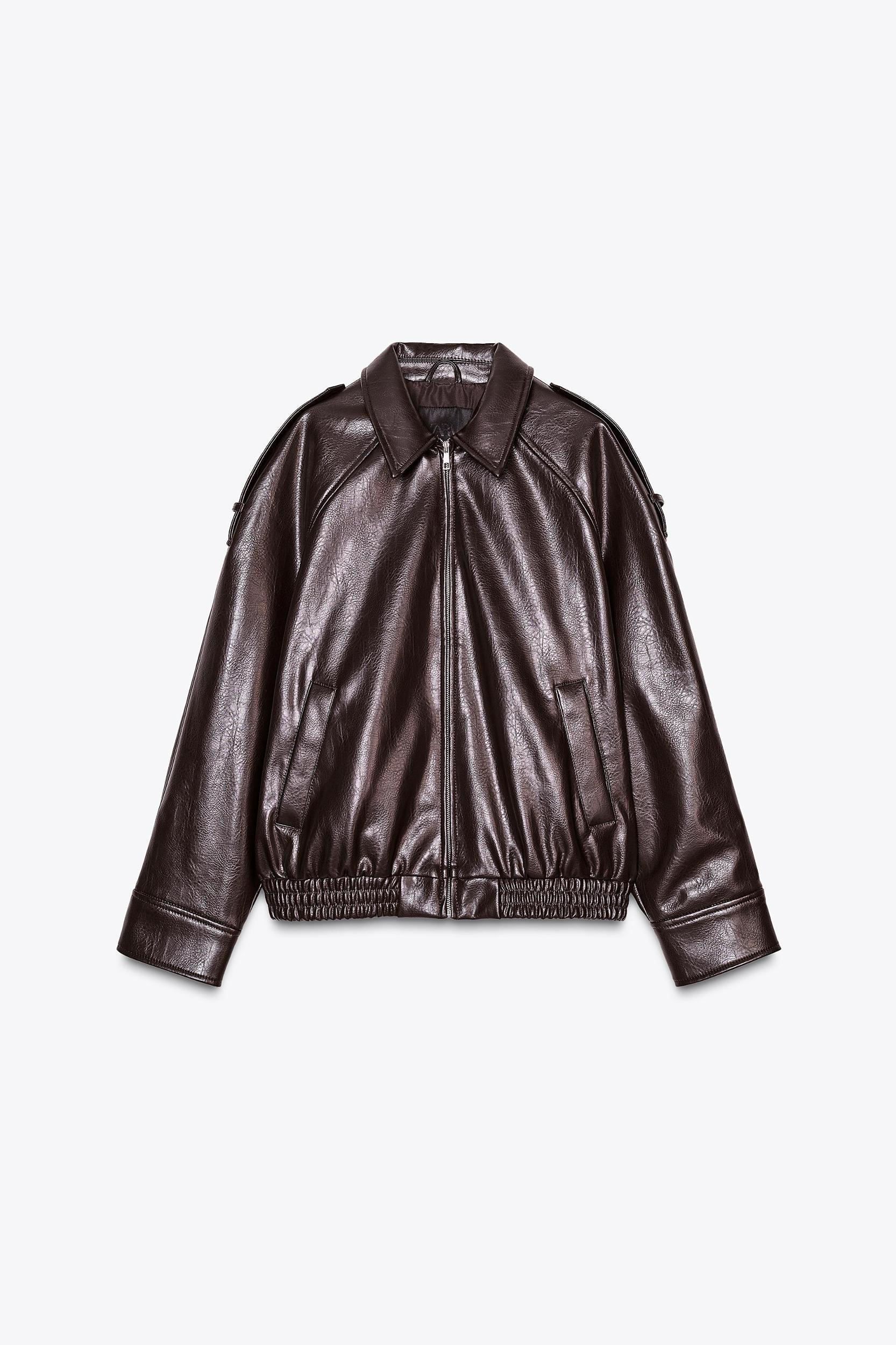 FAUX LEATHER BOMBER JACKET Product Image