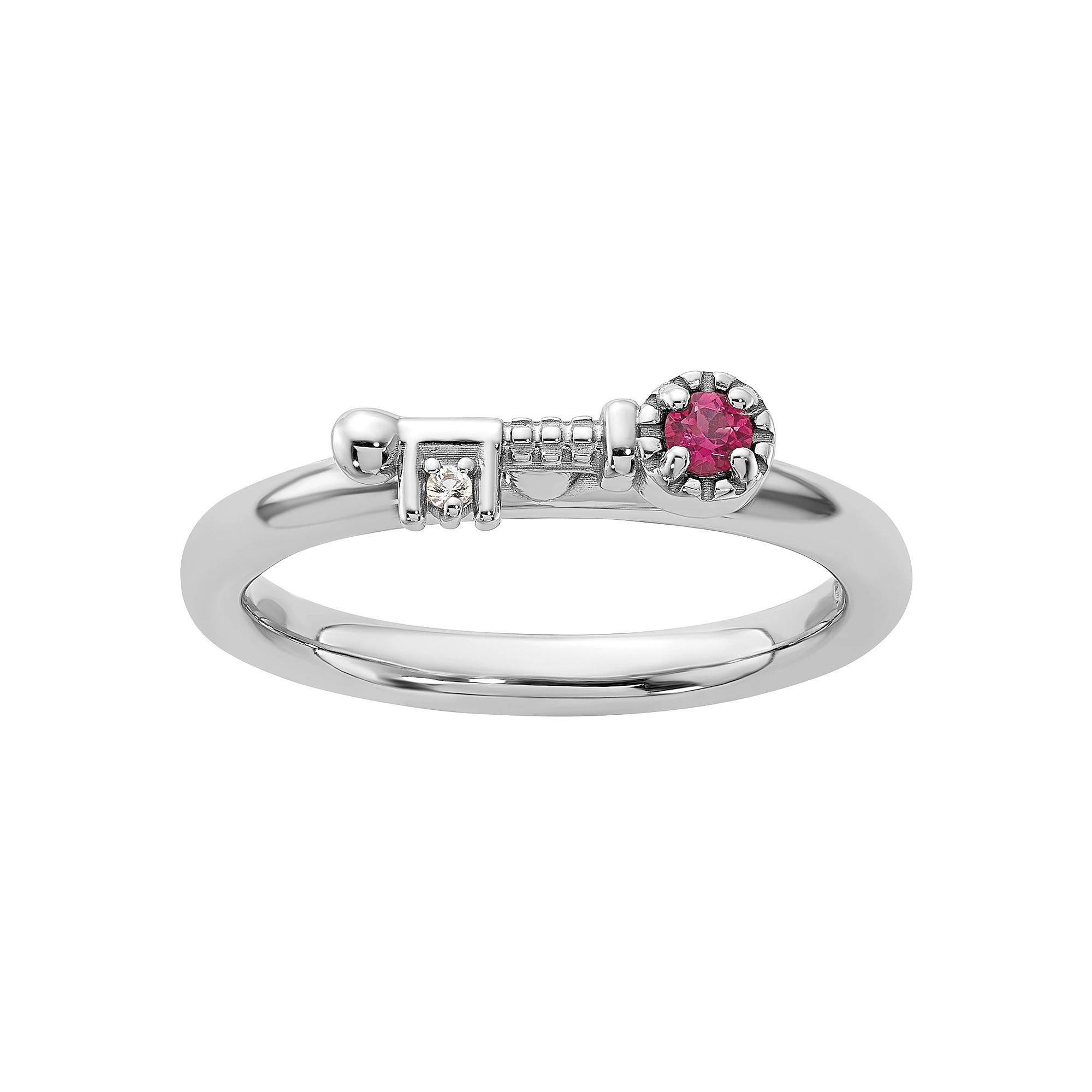 Stacks & Stones Sterling Silver Stackable Gemstone Key Ring, Women's, Size: 8, Peridot Product Image