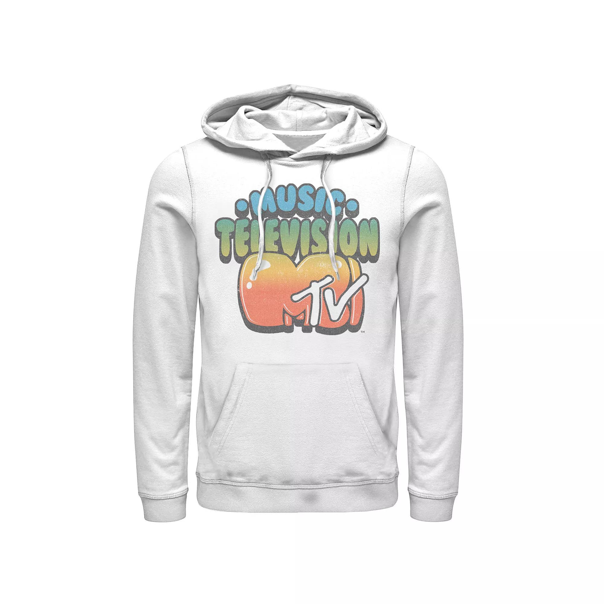 Men's MTV Logo Bubble Balloon Font Style Hoodie, Size: XXL, White Product Image