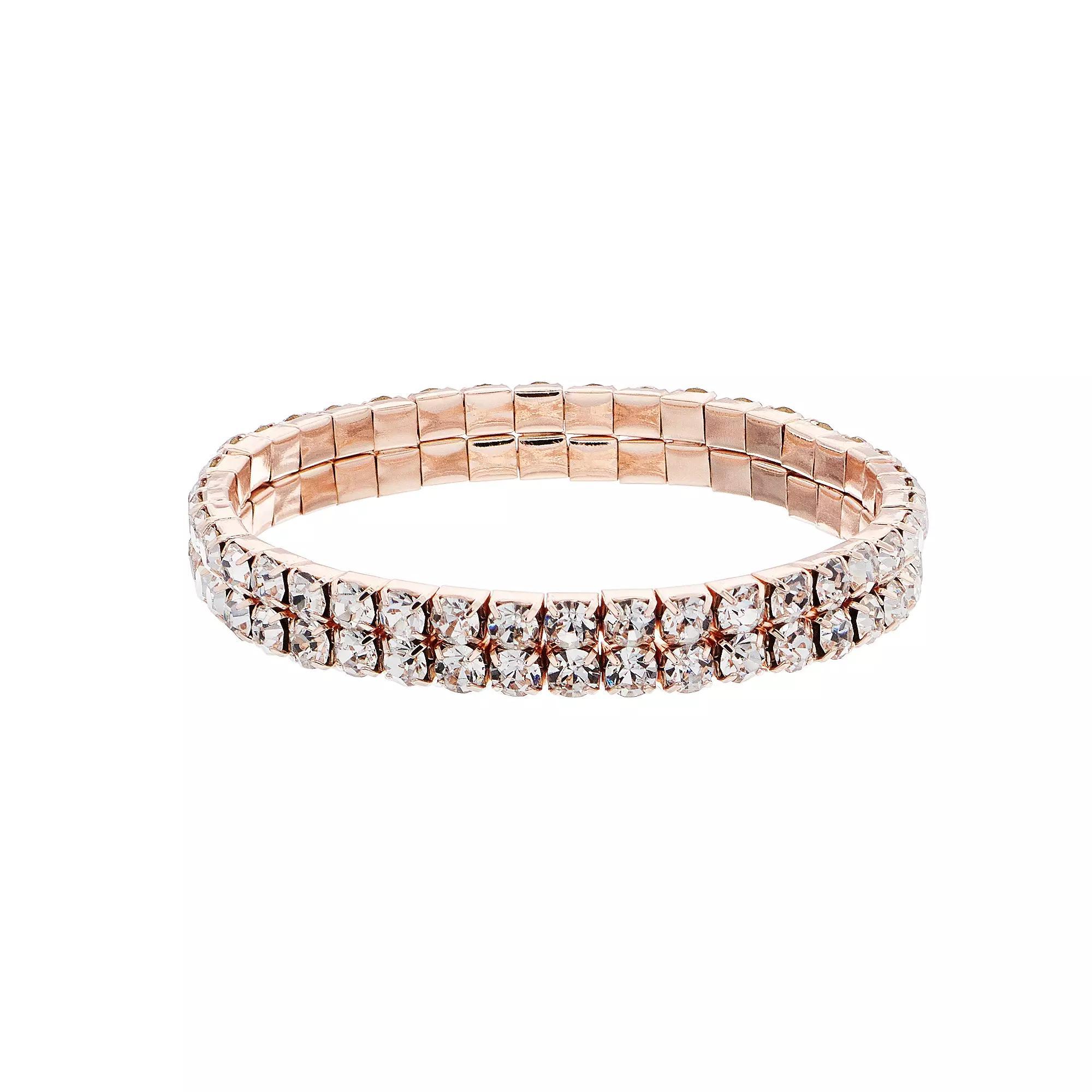 Vieste Simulated Crystal Stretch Bracelet, Women's, Rose Gold Tone Product Image
