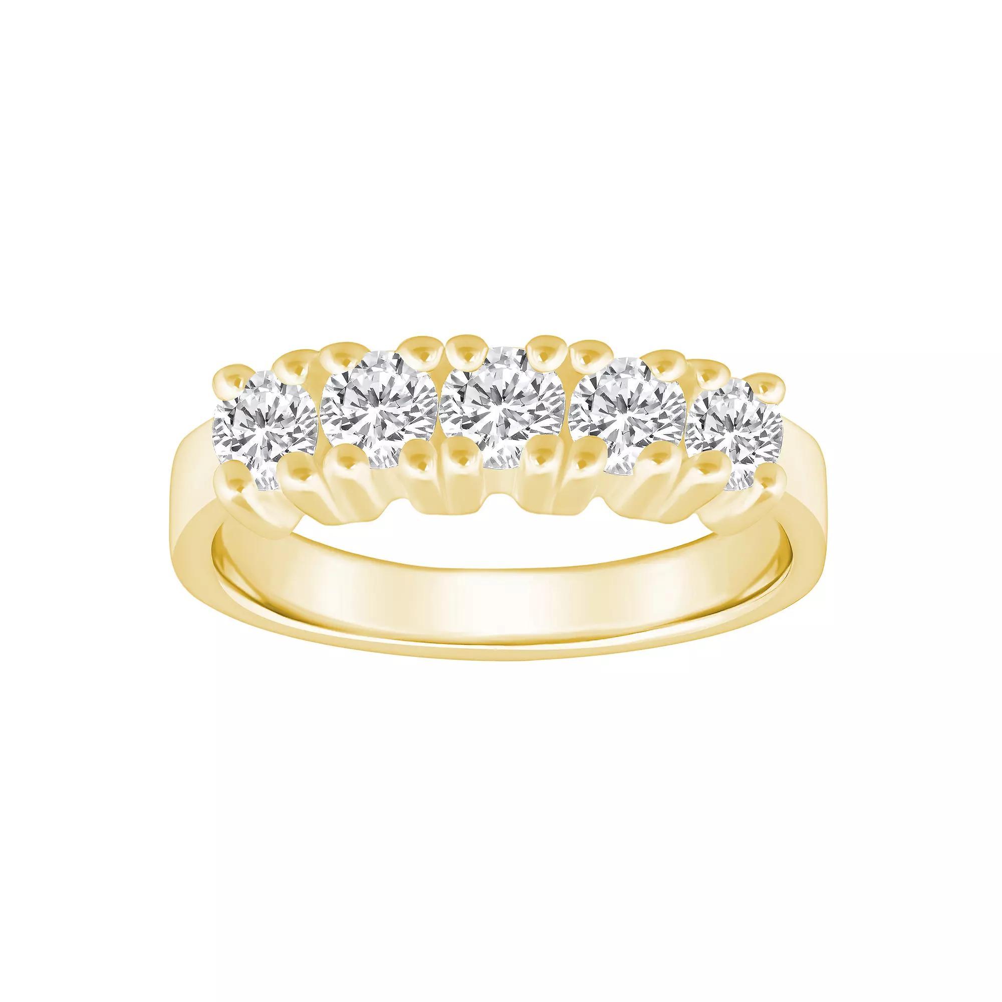 Alyson Layne 14k Gold 1 Carat T.W. Diamond 5-Stone Wedding Ring, Women's, Size: 6.50, Yellow Product Image