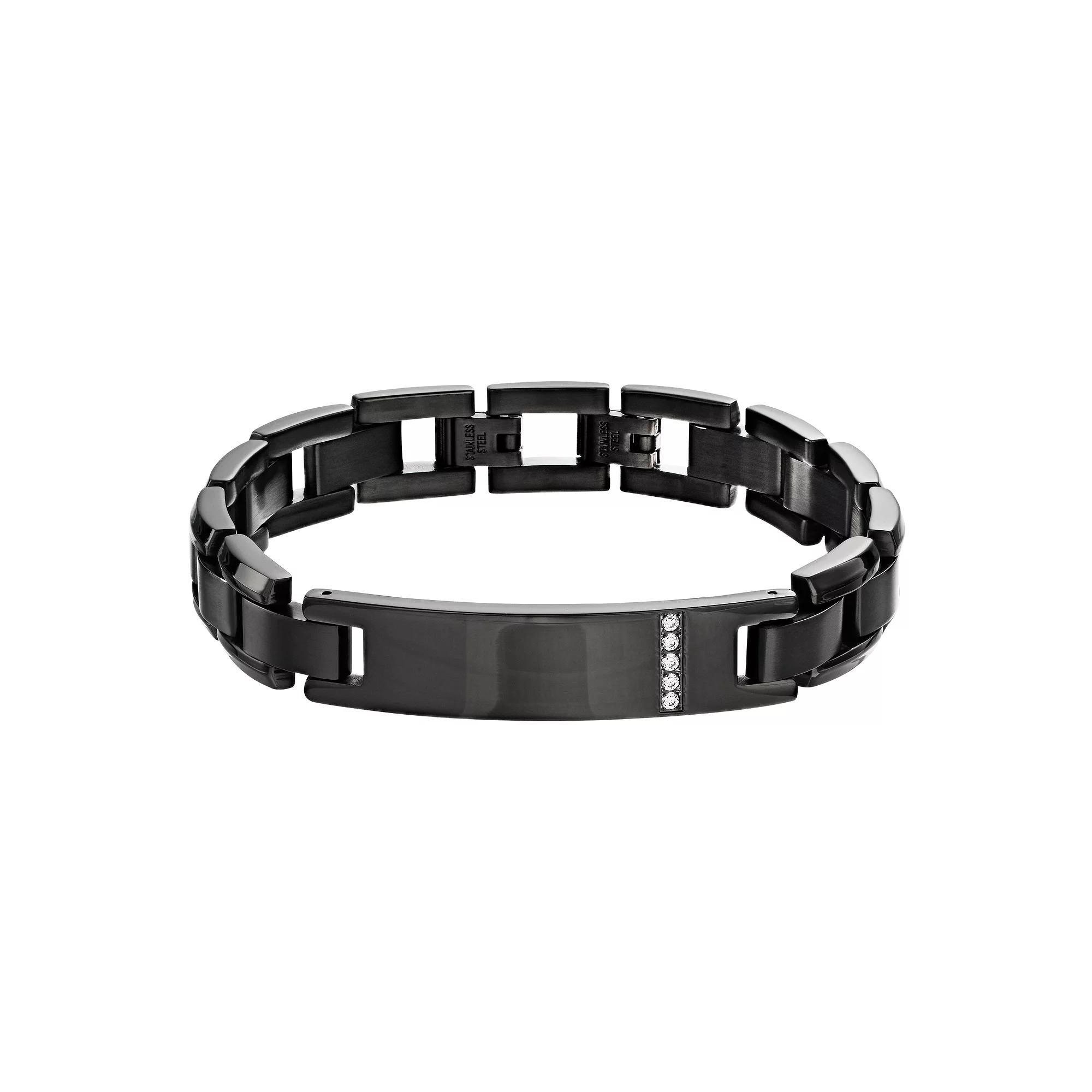 Diamond Brilliance Silver Tone Stainless Steel 1/10 Carat T.W. Lab-Created Diamond Men's Link Bracelet, Size: 9", White Product Image