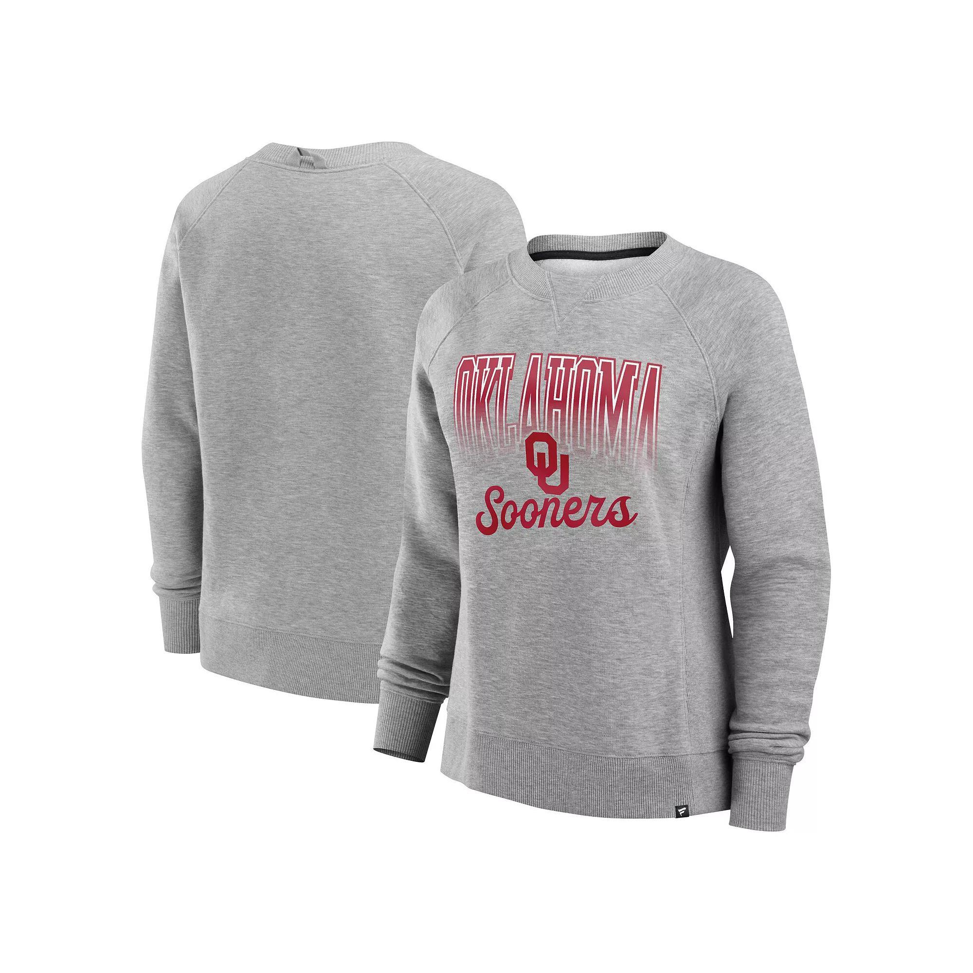 Women's Fanatics Heather Gray Oklahoma Sooners Training Camp Hit Hard Fleece Pullover Sweatshirt, Size: 2XL, Grey Product Image