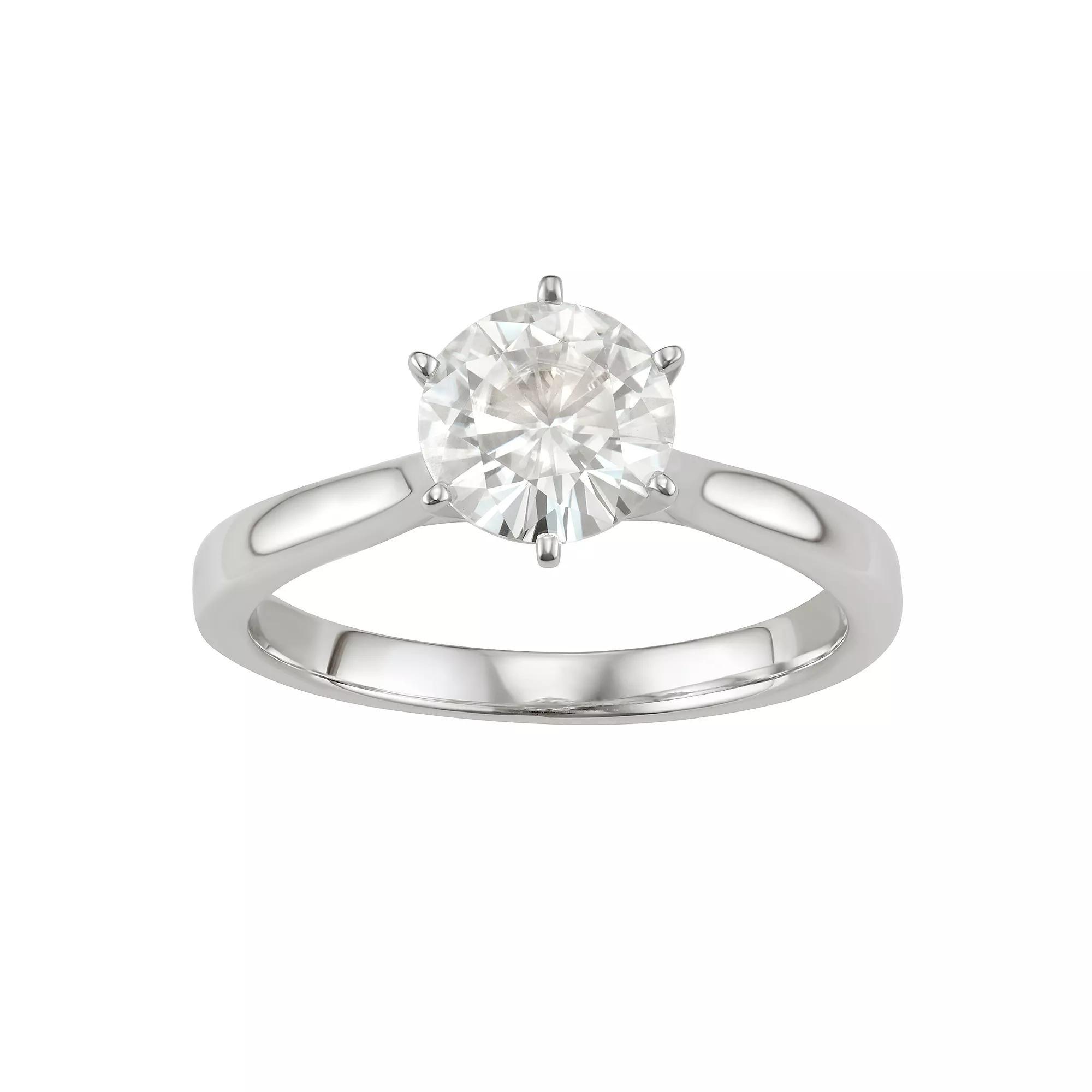 14k Gold 1 1/2 Carat T.W. Lab-Created Moissanite 6-Prong Solitaire Ring, Women's, White Product Image