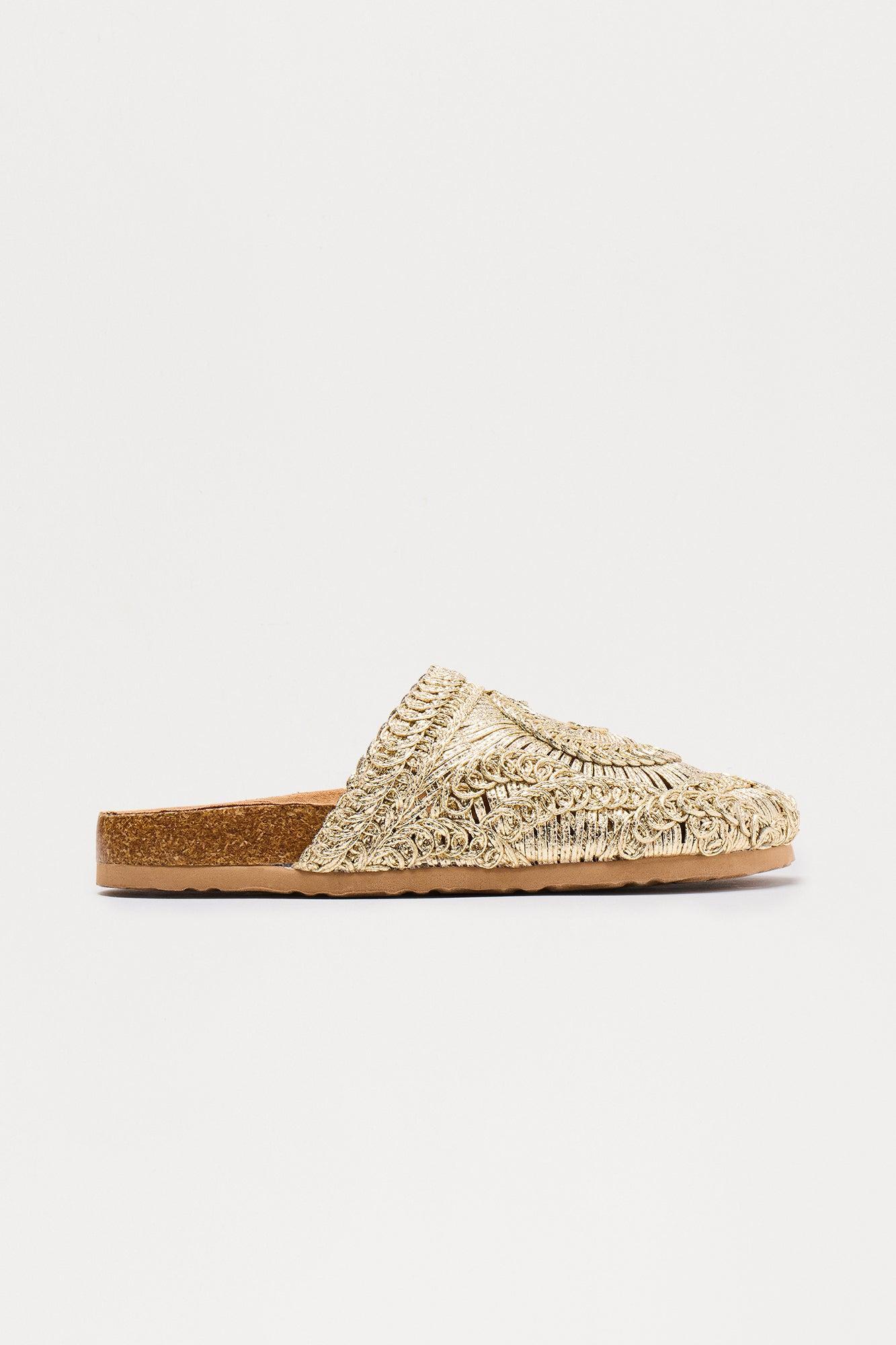 Shea Woven Slides - Gold Product Image