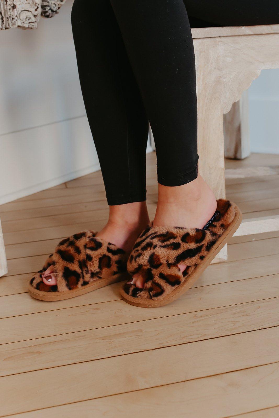 Plush Brown Leopard Slippers - FINAL SALE Product Image