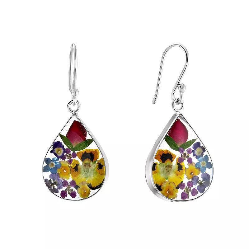 Athra NJ Inc Sterling Silver Dried Flower Teardrop Drop Earrings, Women's Product Image