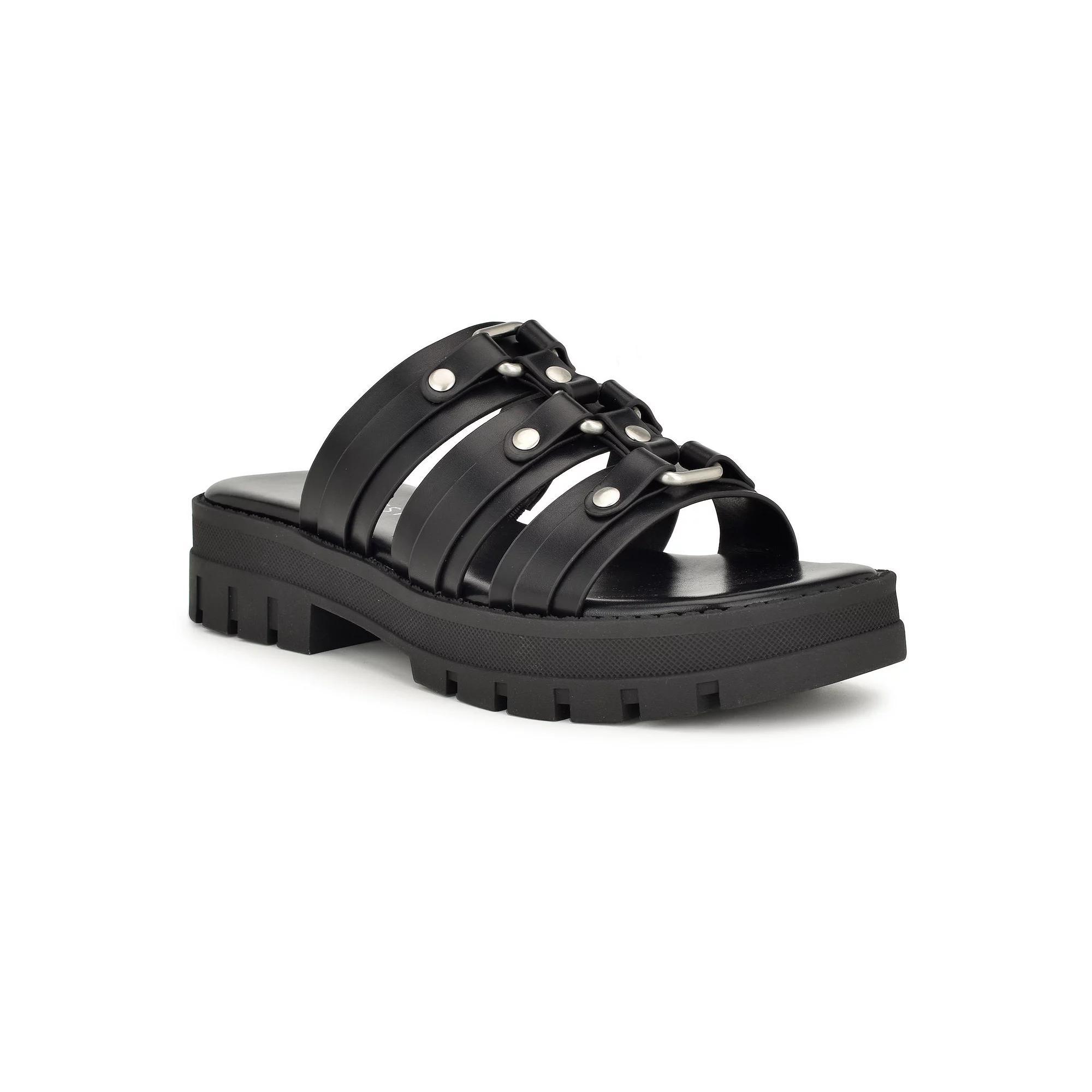 Nine West Cazz Women's Strappy Lug Sole Casual Sandals, Size: 9, Black Product Image