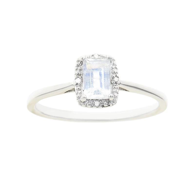 Celebration Gems Sterling Silver Opal & Diamond Accent Rectangle Halo Ring, Womens Product Image