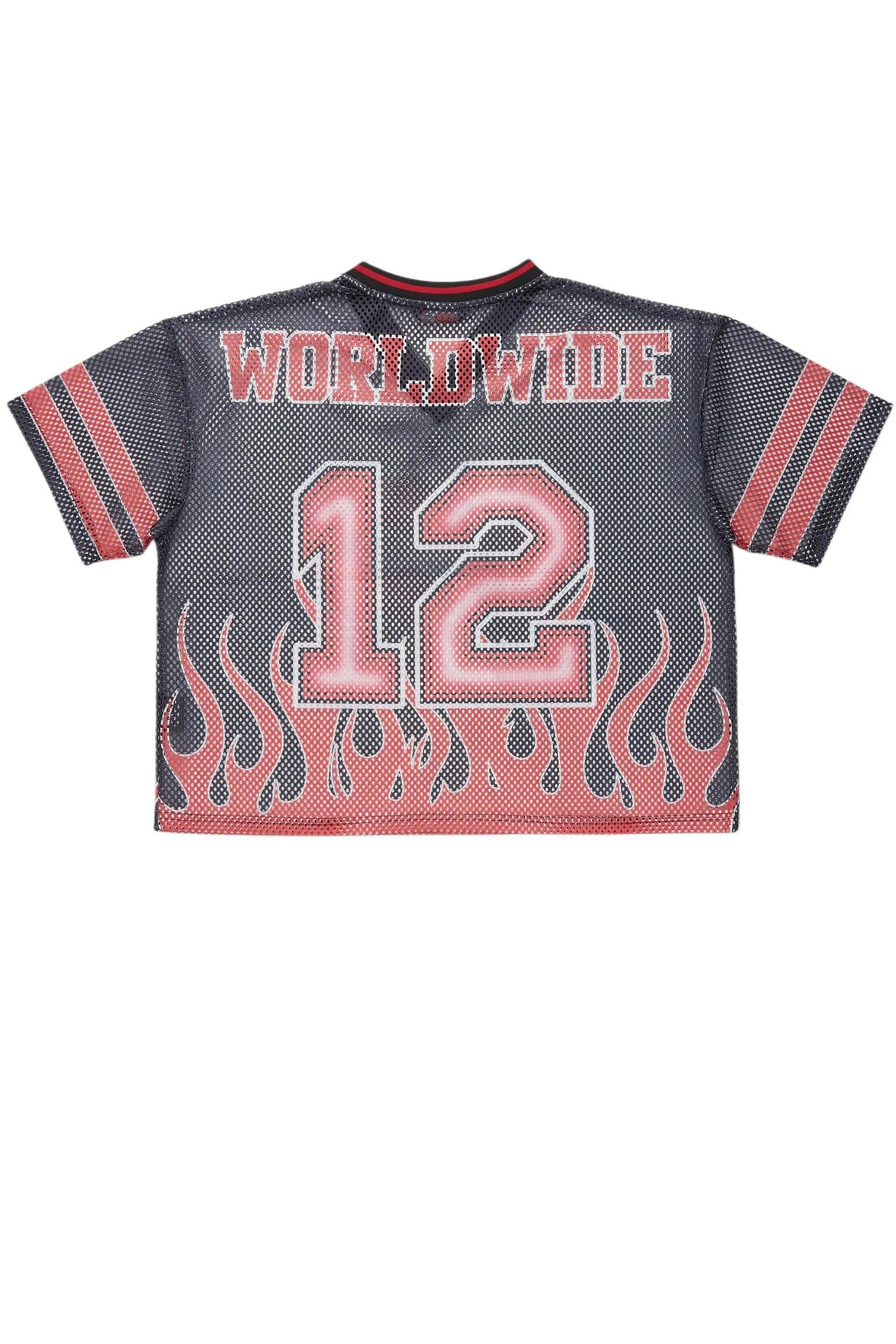 Lukas Black Oversize Graphic Mesh Jersey Male Product Image