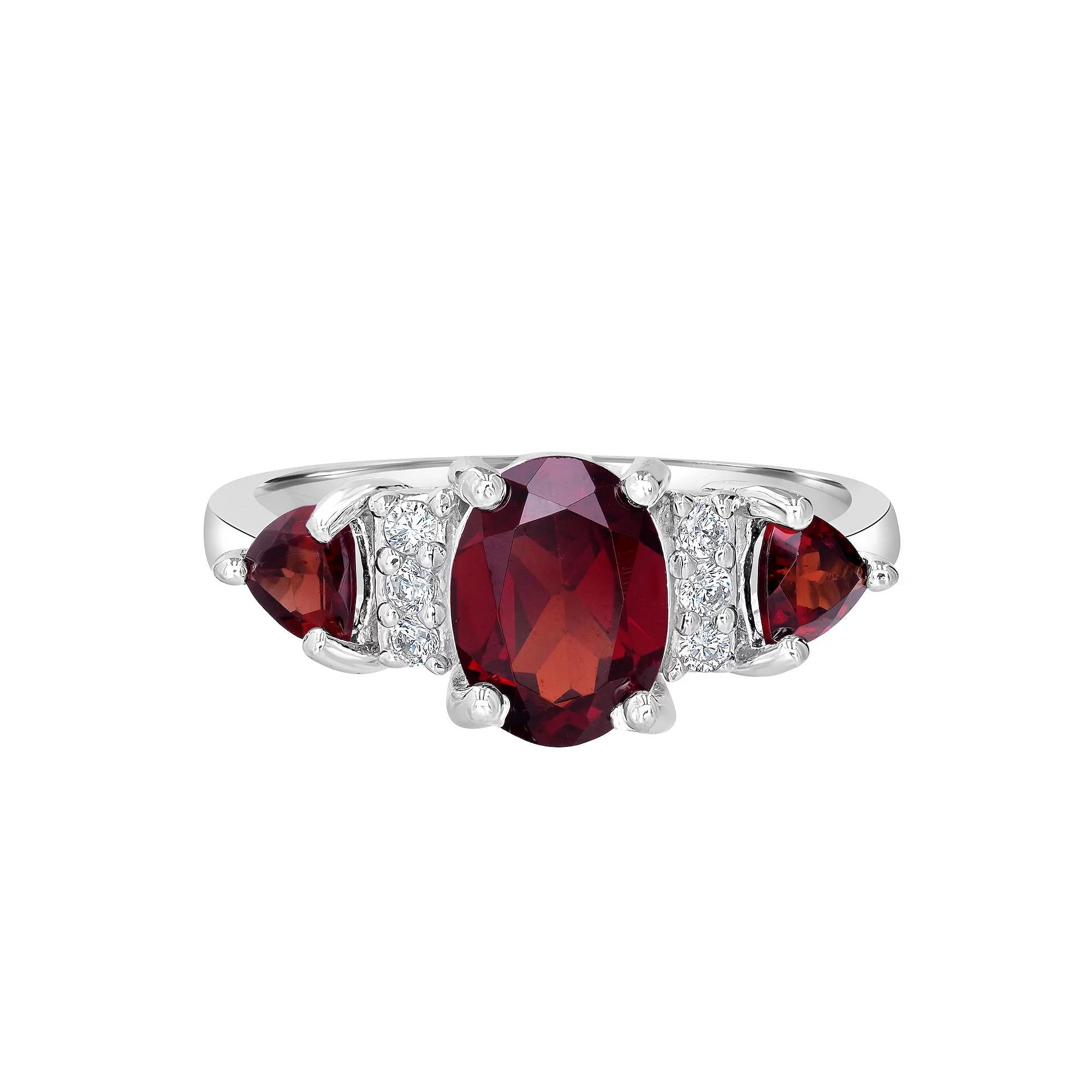 Gemistry Sterling Silver Stone & Cubic Zirconia 3 Stone Ring, Women's, Size: 7, Black Product Image