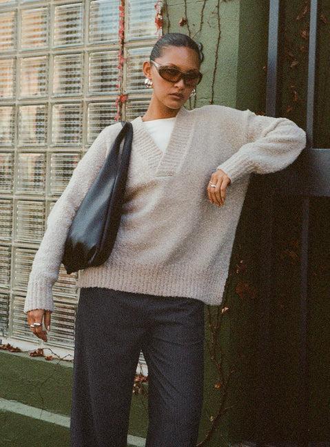 Mich Knit Sweater Beige Product Image