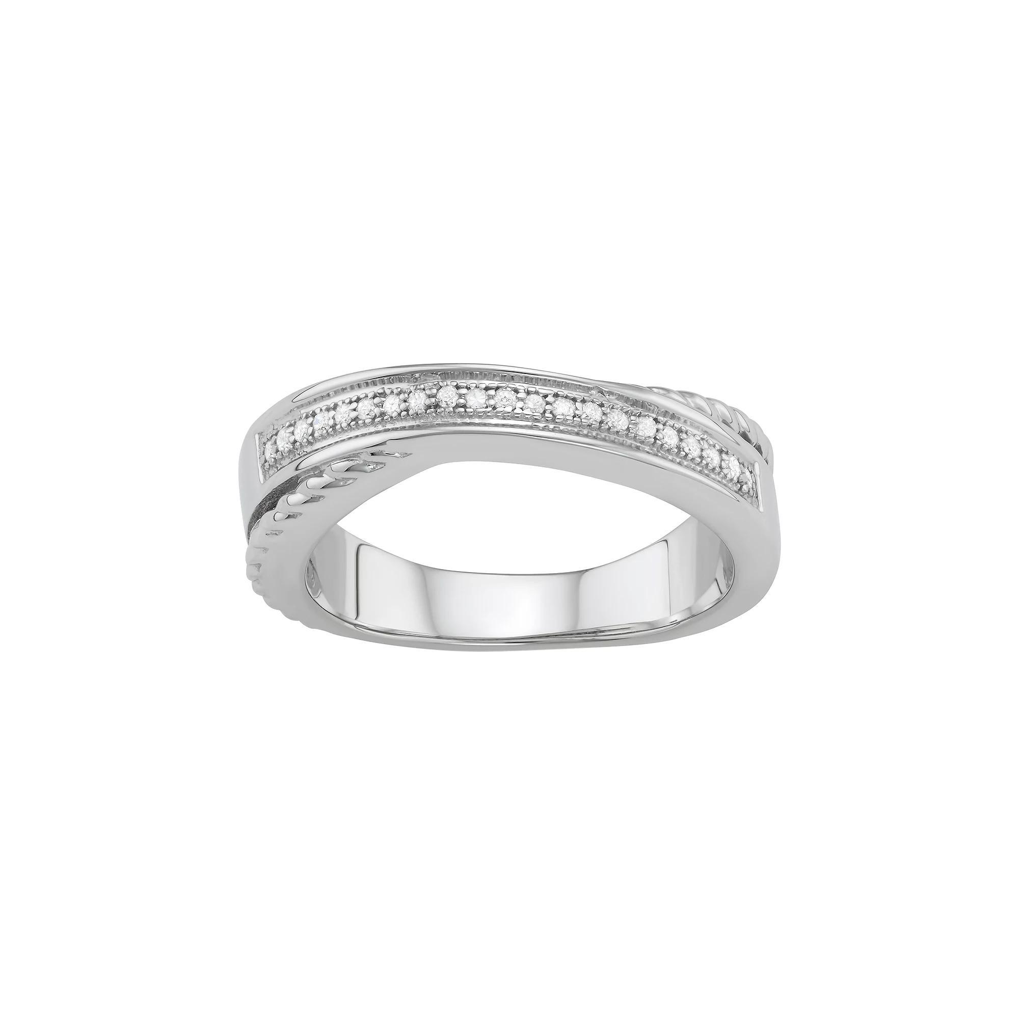 Jewelexcess Sterling Silver 1/10 Carat T.W. Diamond Crisscross Ring, Women's, Size: 8, Gold Tone Product Image