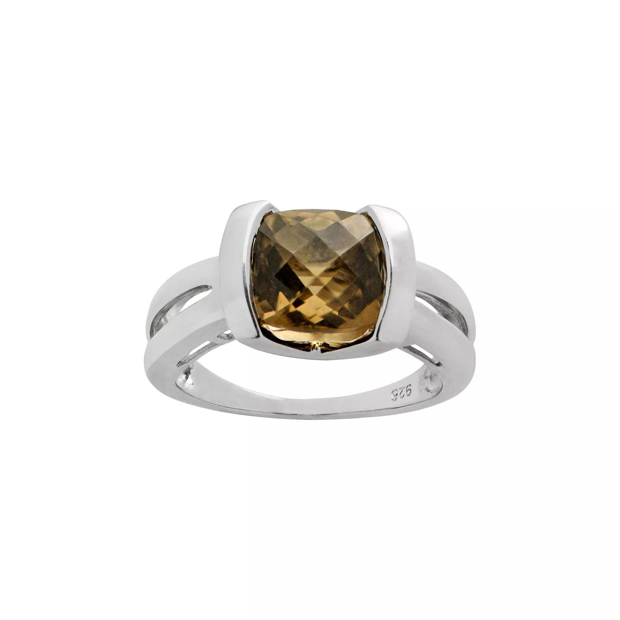 Smoky Quartz Sterling Silver Ring, Womens Brown Product Image