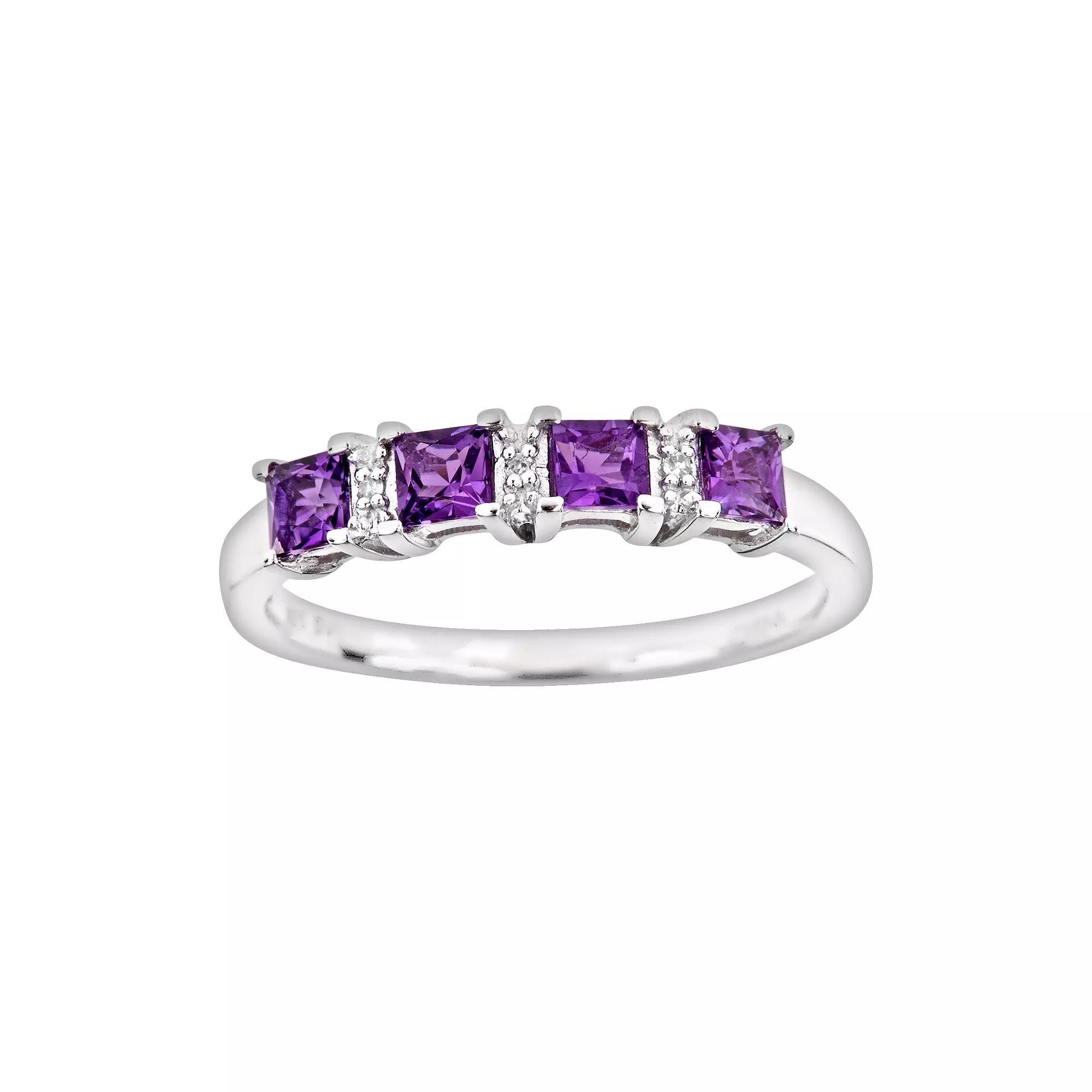 Celebration Gems Sterling Silver Opal & Diamond Accent Rectangle Halo Ring, Womens Product Image