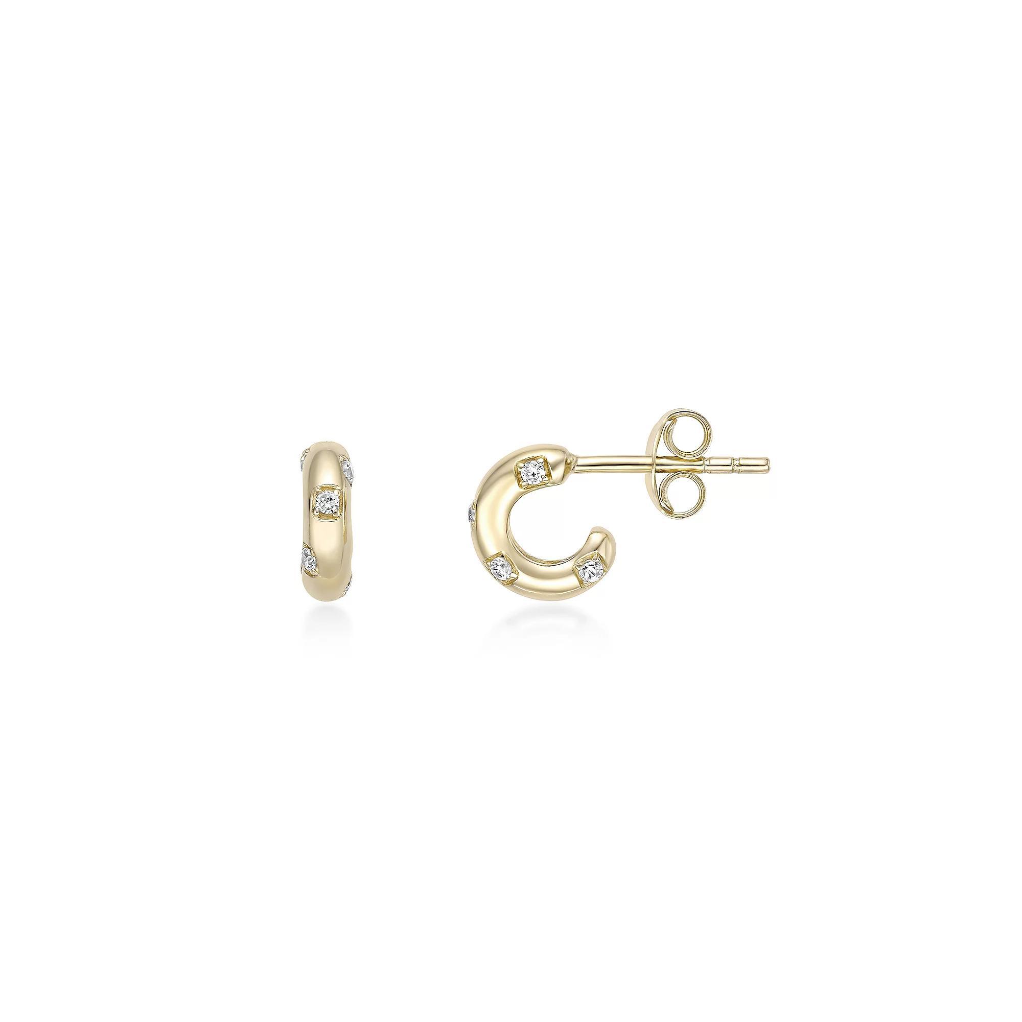 Gemminded 18k Gold Over Silver 1/10ct. T.W. Lab-Grown Diamond Hoop Earrings, Women's, Gold Tone Product Image