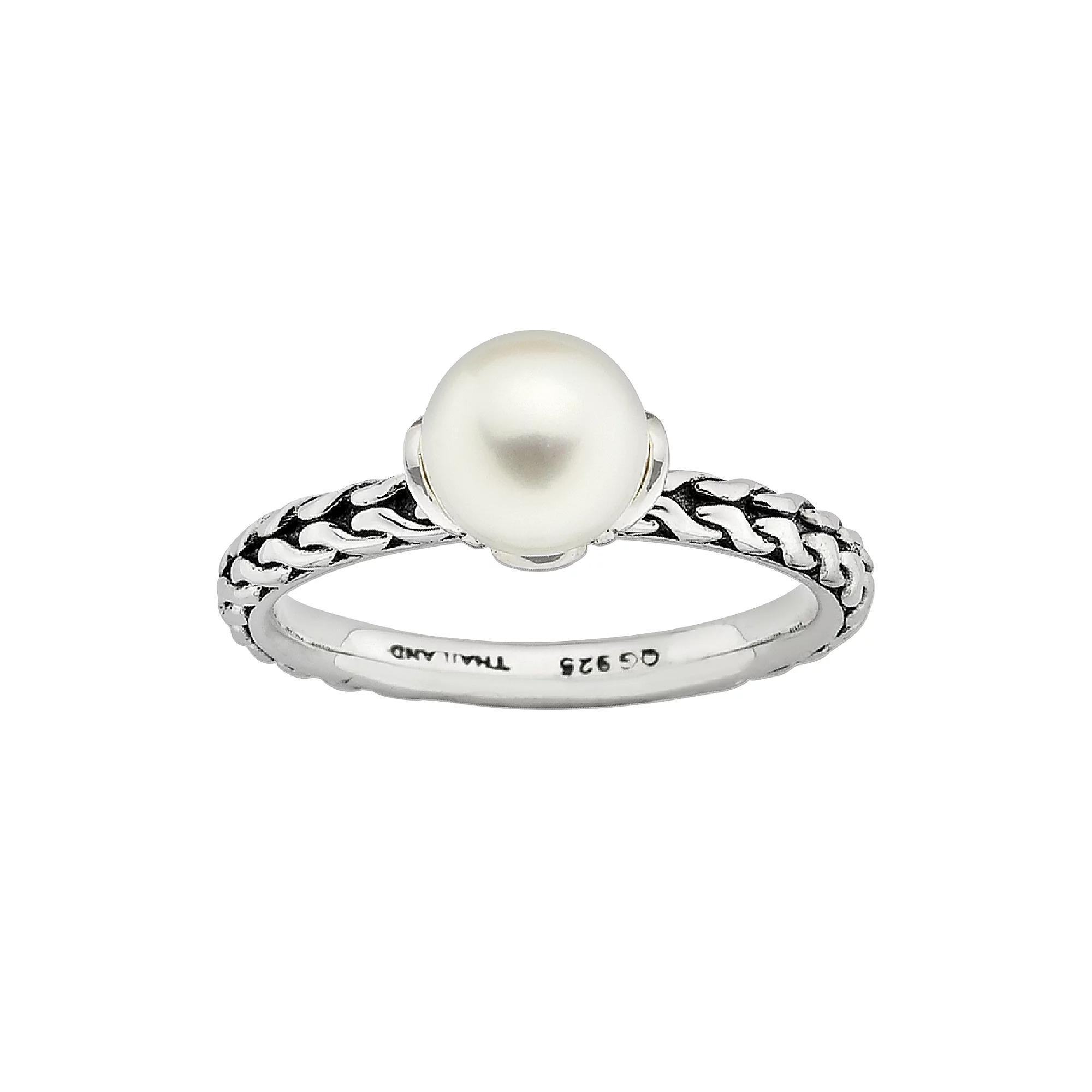 Stacks & Stones Sterling Silver Freshwater Cultured Pearl Stack Ring, Women's, Size: 5, White Product Image