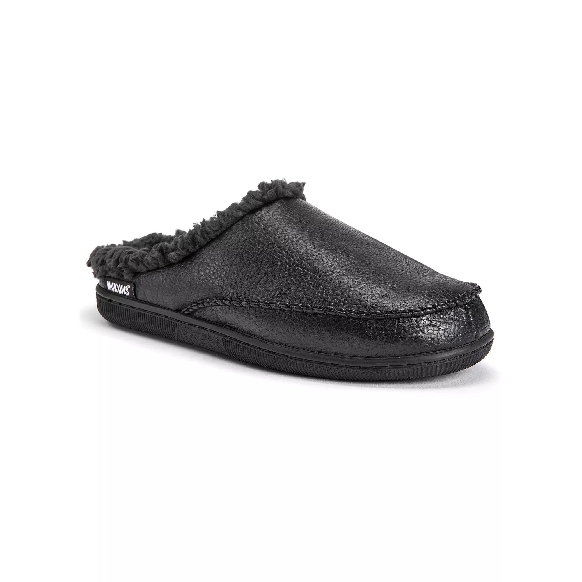 MUK LUKS Faux Leather Mens Clog Slippers Product Image