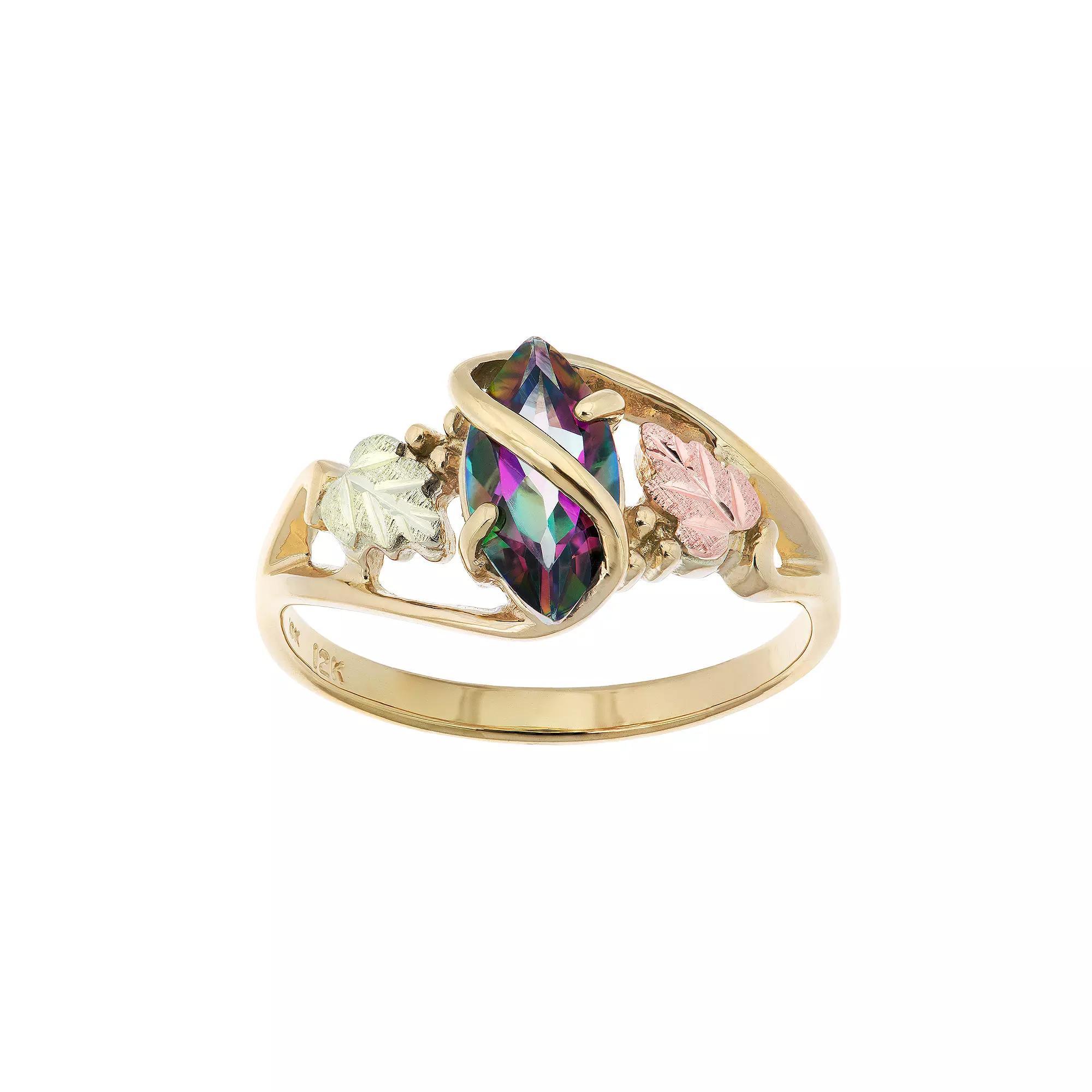 Black Hills Gold Tri-Tone Mystic Fire Topaz Ring, Women's, Size: 6, 10k Gold Product Image