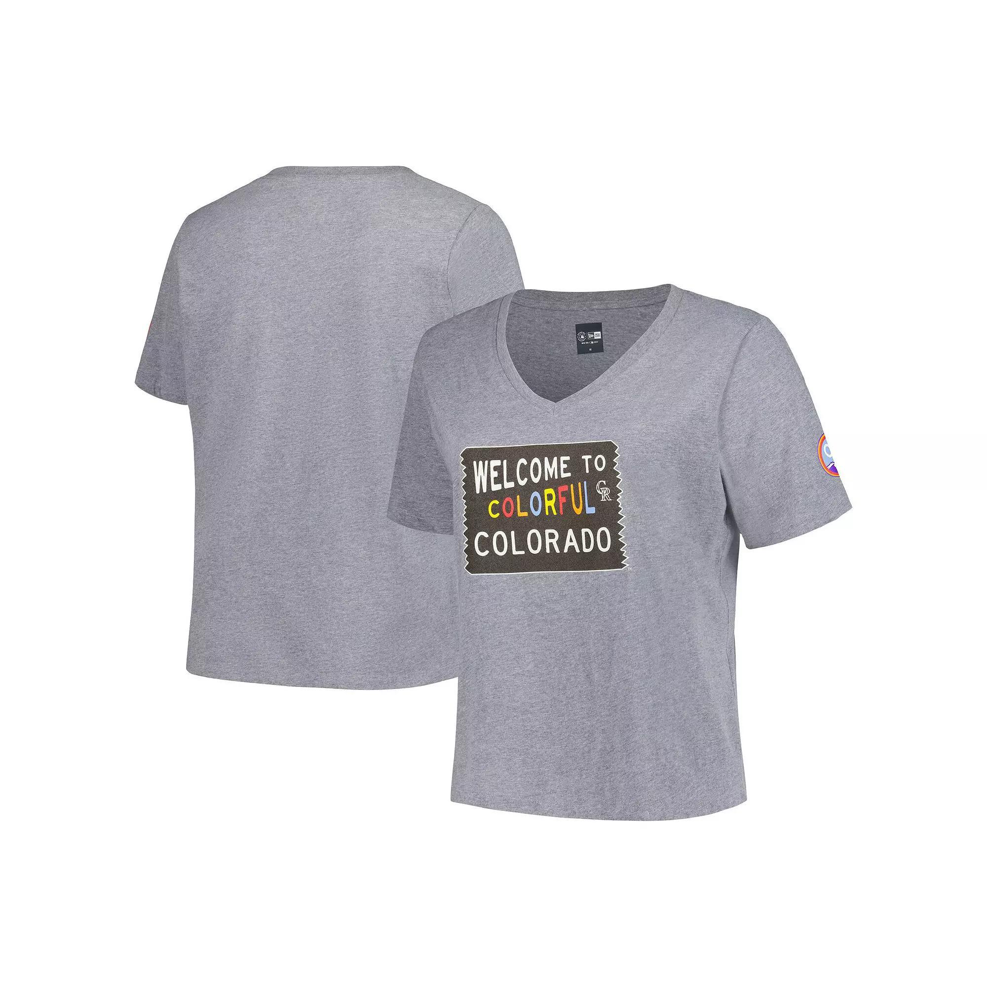 Women's New Era Gray Colorado Rockies City Connect Plus Size V-Neck T-Shirt, Size: 2XL, Grey Product Image